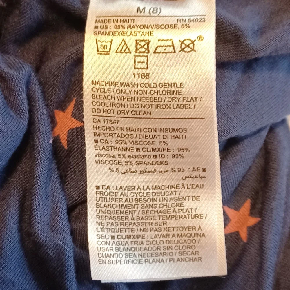 Old Navy Star Print Tank Top Girls Sz M 8 Navy Blue Patriotic Cami Empire Waist